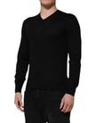 Dolce & Gabbana Dunkelgrauer Pullover mit gesticktem Logo