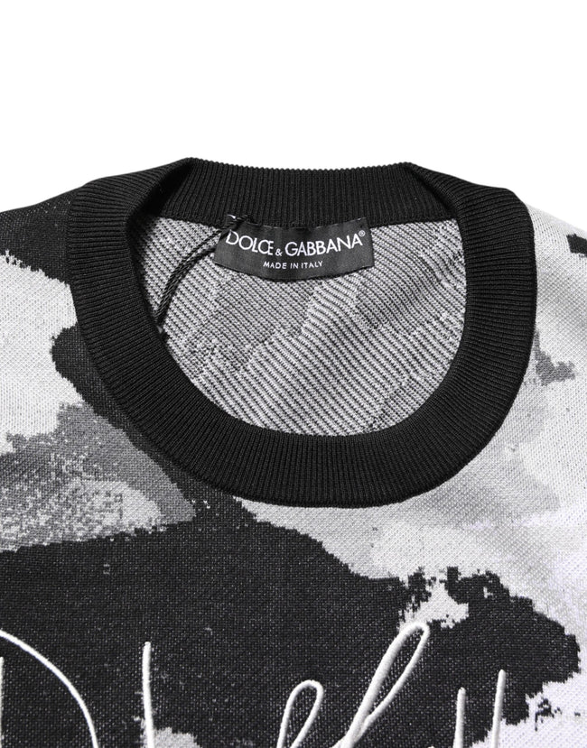 Dolce & Gabbana Mehrfarbiger Pullover aus Seide mit Camouflagemuster