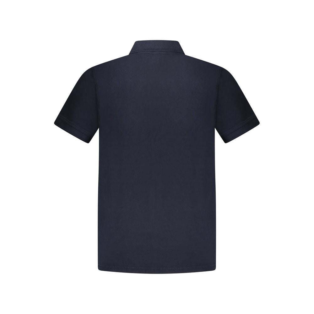 Hugo Boss blaues Baumwoll-Poloshirt mit kurzärmeligem Design und Logo
