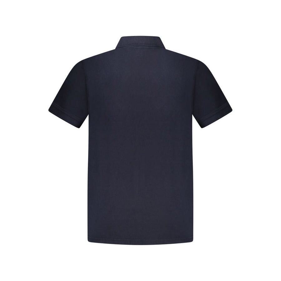 Hugo Boss blaues Baumwoll-Poloshirt mit kurzärmeligem Design und Logo