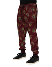 Dolce & Gabbana Burgunder Pfauenfeder-Print Jogger-Hose