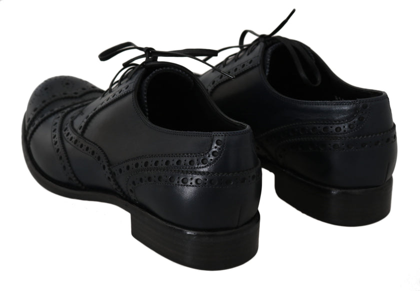 Dolce & Gabbana Dunkelblaue Leder Wingtip Oxford Dress Schuhe