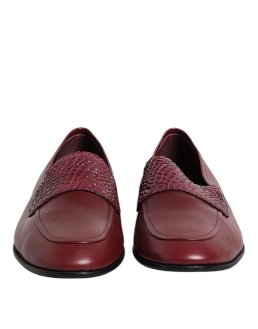 Dolce & Gabbana Burgunderfarbenes Kalbsleder Formelle Slipper