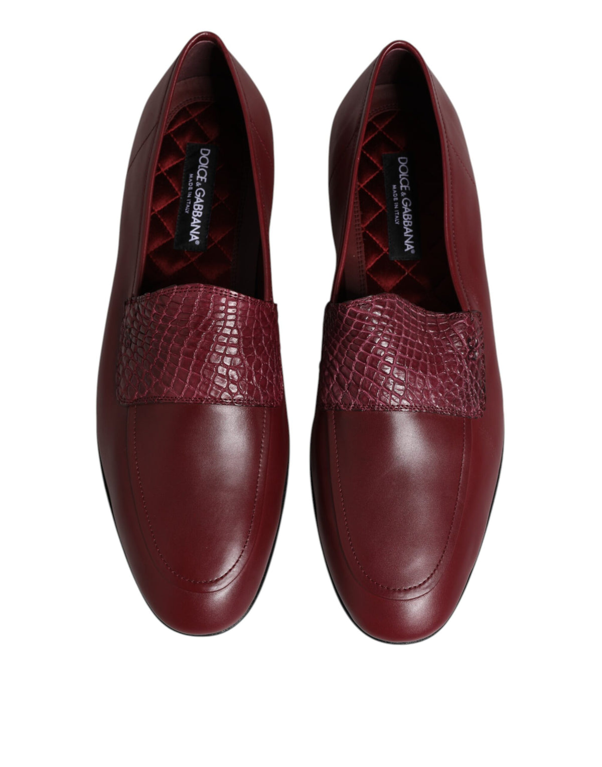 Dolce & Gabbana Burgunderfarbenes Kalbsleder Formelle Slipper