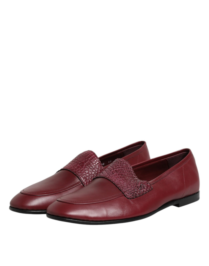 Dolce & Gabbana Burgunderfarbenes Kalbsleder Formelle Slipper