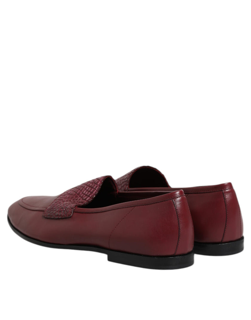 Dolce & Gabbana Burgunderfarbenes Kalbsleder Formelle Slipper