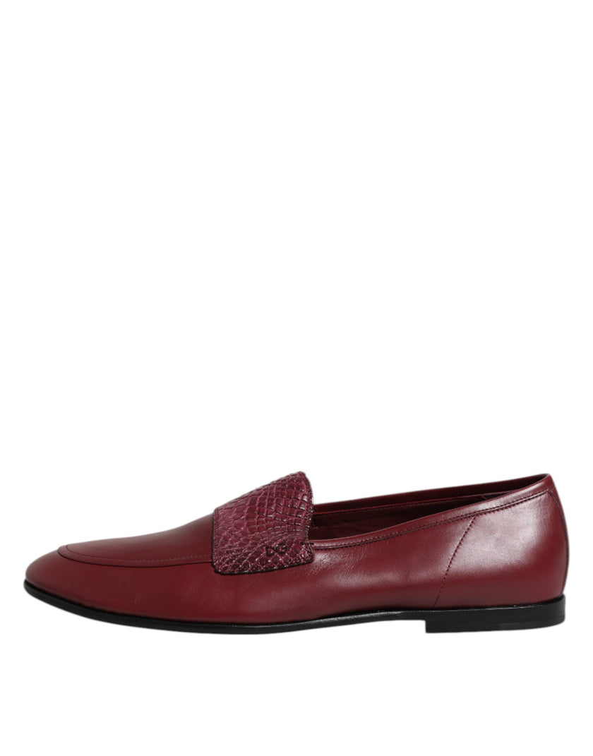 Dolce & Gabbana Burgunderfarbenes Kalbsleder Formelle Slipper