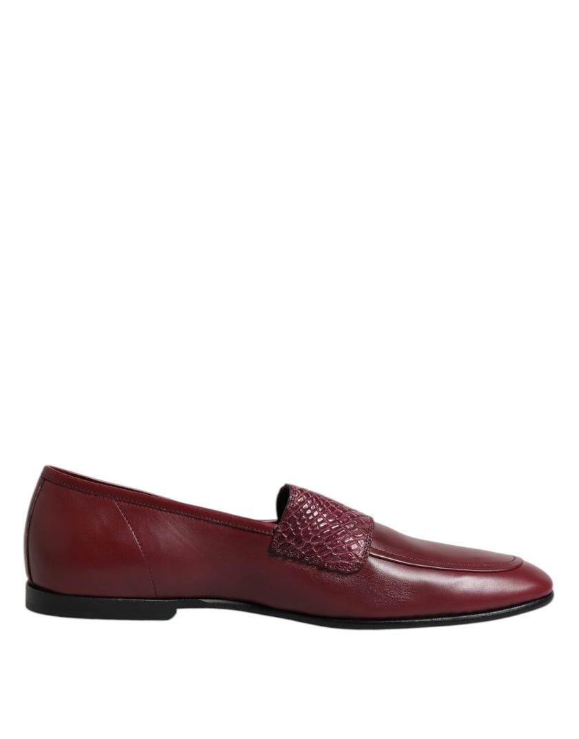 Dolce & Gabbana Burgunderfarbenes Kalbsleder Formelle Slipper