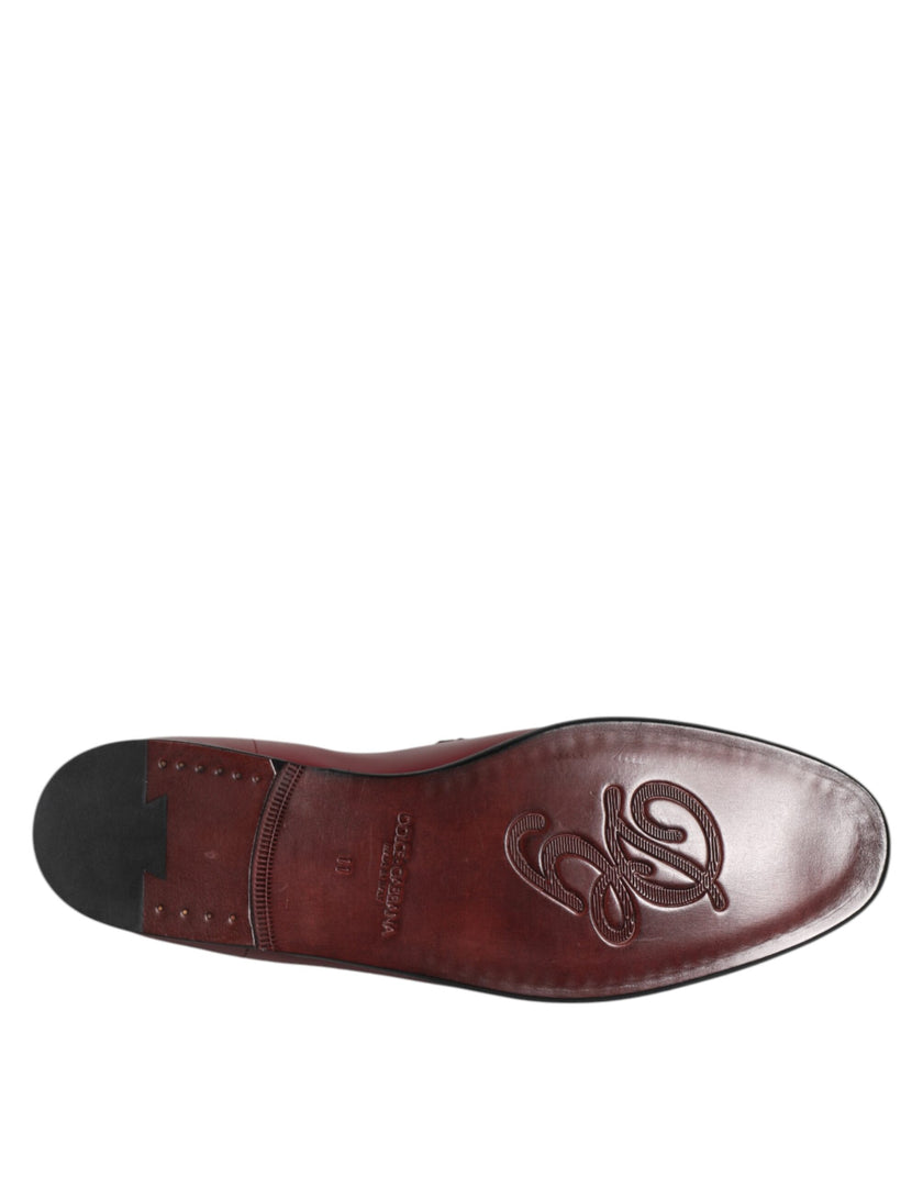 Dolce & Gabbana Burgunderfarbenes Kalbsleder Formelle Slipper