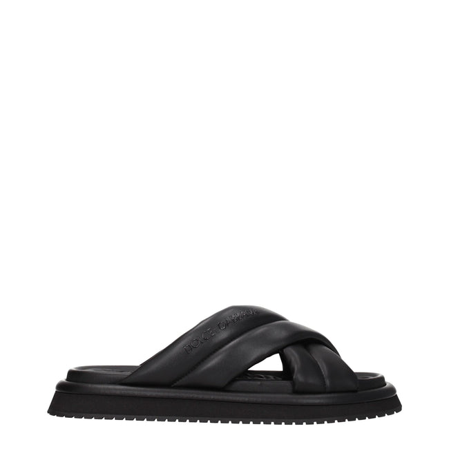Dolce & Gabbana Schwarze Leder-Slipper