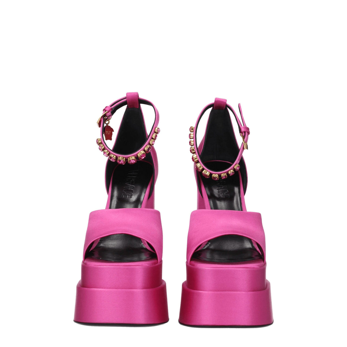 Versace Rosa Satin Plateau-Sandalen