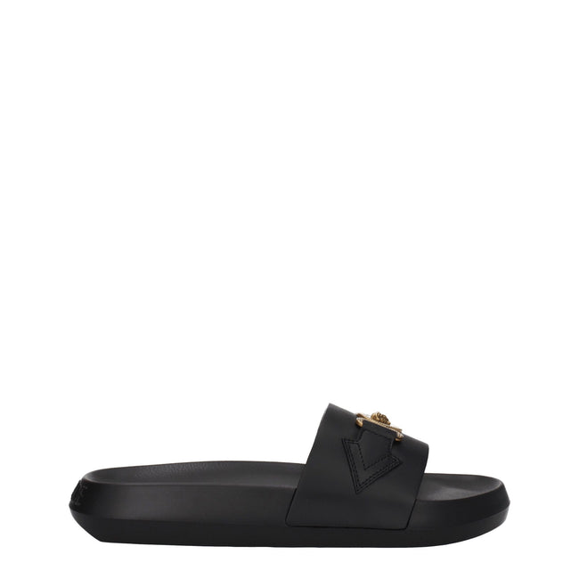 Versace Schwarze Leder-Slipper