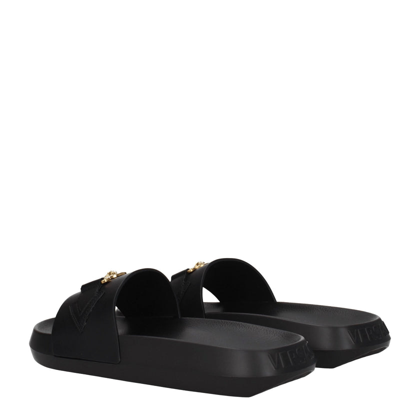 Versace Schwarze Leder-Slipper
