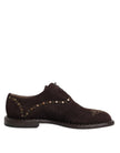 Dolce & Gabbana Braune Samt-Schnürschuhe in Oxford-Optik