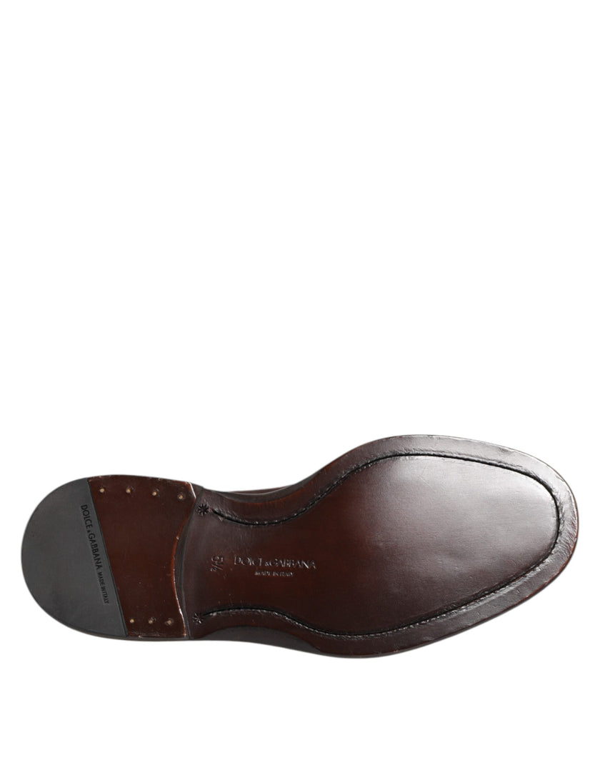 Dolce & Gabbana Braune Samt-Schnürschuhe in Oxford-Optik