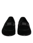 Dolce & Gabbana Schwarzer Samt Loafers Formal Männer Kleid Schuhe