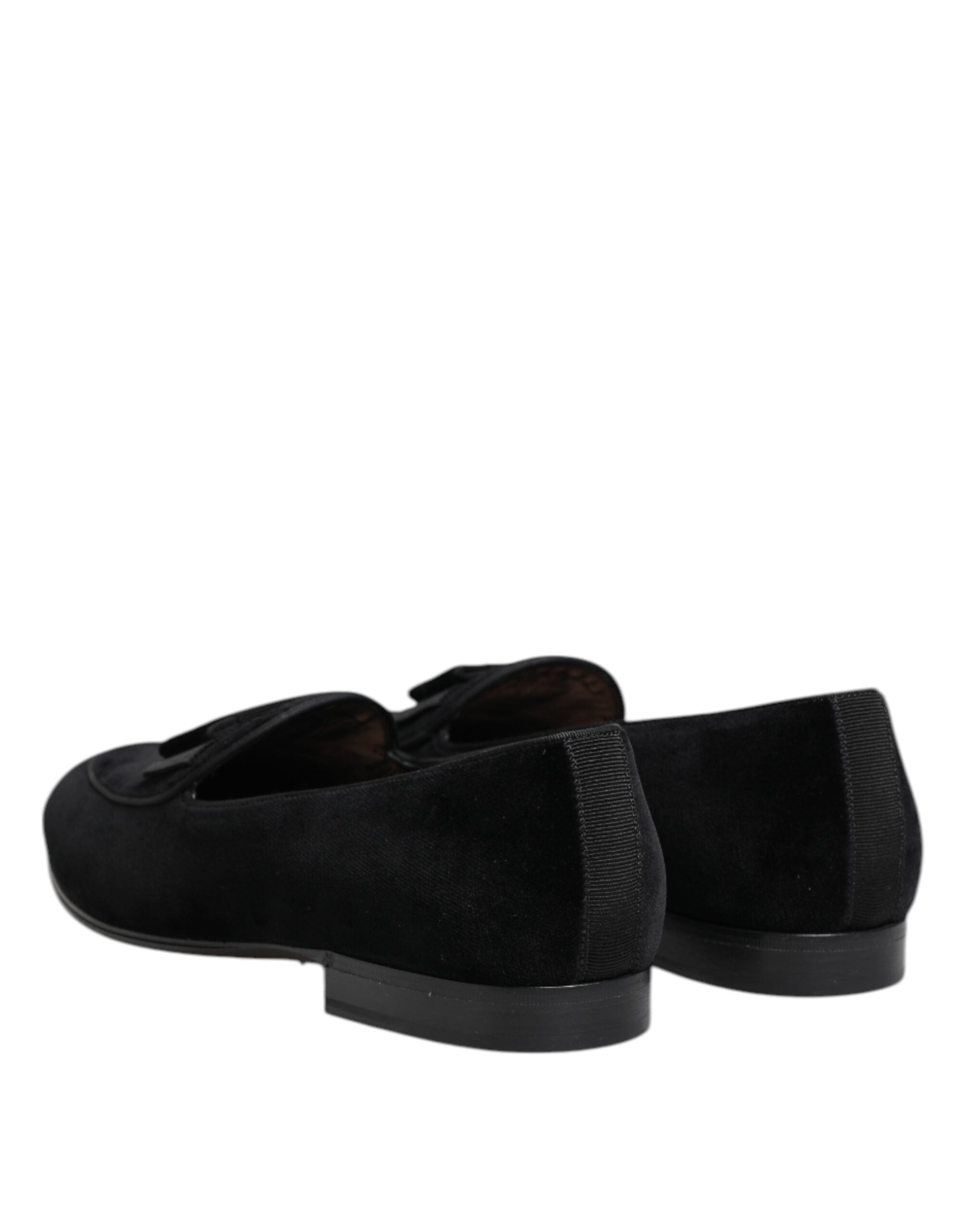 Dolce & Gabbana Schwarzer Samt Loafers Formal Männer Kleid Schuhe
