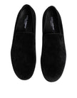Dolce & Gabbana Schwarz Jacquard Loafers Formal Männer Kleid Schuhe