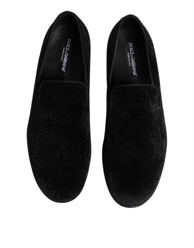 Dolce & Gabbana Schwarz Jacquard Loafers Formal Männer Kleid Schuhe