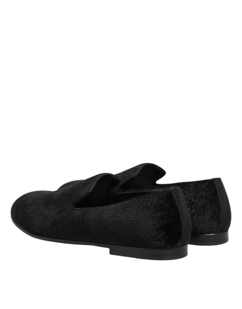 Dolce & Gabbana Schwarz Jacquard Loafers Formal Männer Kleid Schuhe