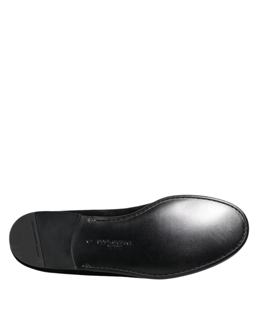 Dolce & Gabbana Schwarz Jacquard Loafers Formal Männer Kleid Schuhe