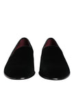Dolce & Gabbana Schwarzer Samt Slip On Loafers Männer Formelle Schuhe
