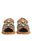 Dolce & Gabbana Braunes Leder Nietenschuhe Sandalen Schuhe