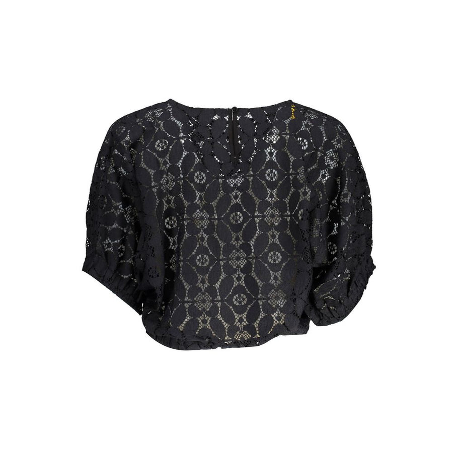 Desigual "Schwarze Polyester-Damenbluse mit kontrastierendem Gummibund"