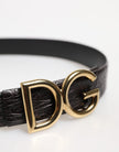Dolce & Gabbana Schwarzes Exotenleder DG Logo Schnalle Gürtel