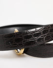 Dolce & Gabbana Schwarzes Exotenleder DG Logo Schnalle Gürtel