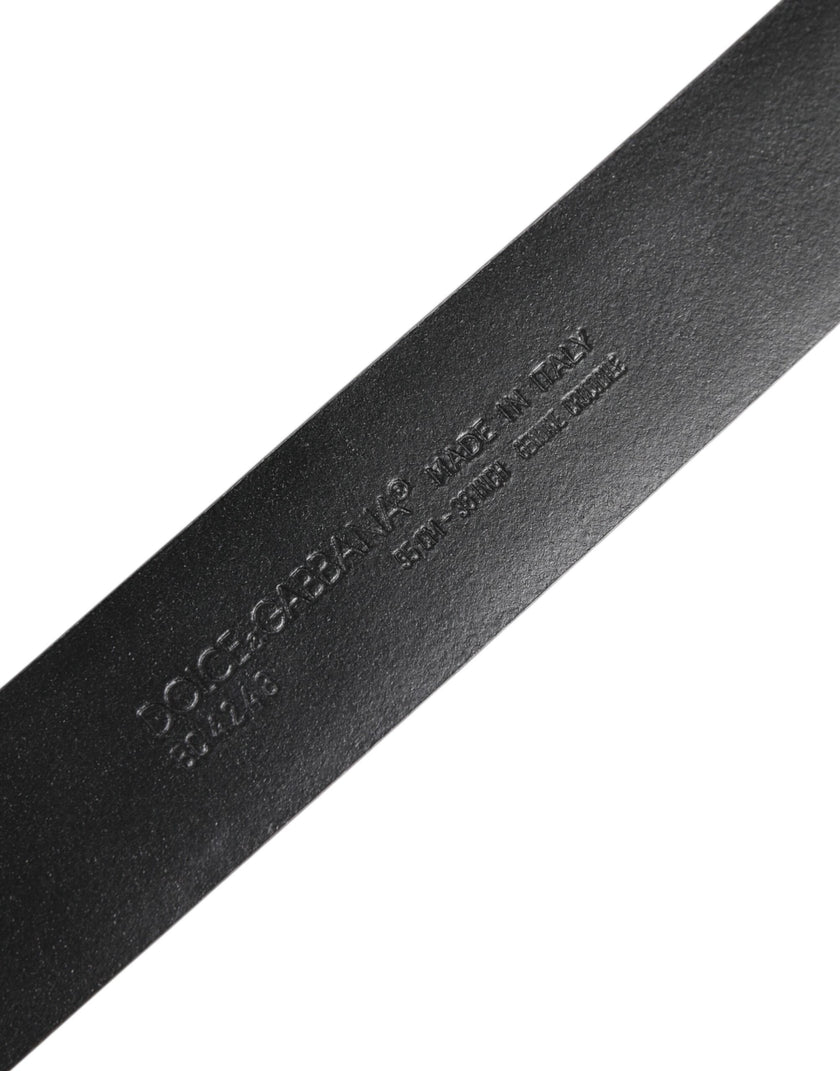 Dolce & Gabbana Schwarzes Exotenleder DG Logo Schnalle Gürtel