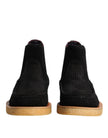 Dolce & Gabbana Schwarz Kalb Wildleder Slip On Stiefeletten Schuhe