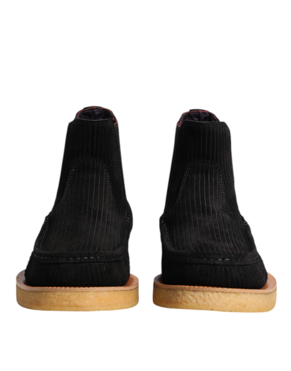 Dolce & Gabbana Schwarz Kalb Wildleder Slip On Stiefeletten Schuhe
