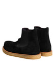 Dolce & Gabbana Schwarz Kalb Wildleder Slip On Stiefeletten Schuhe
