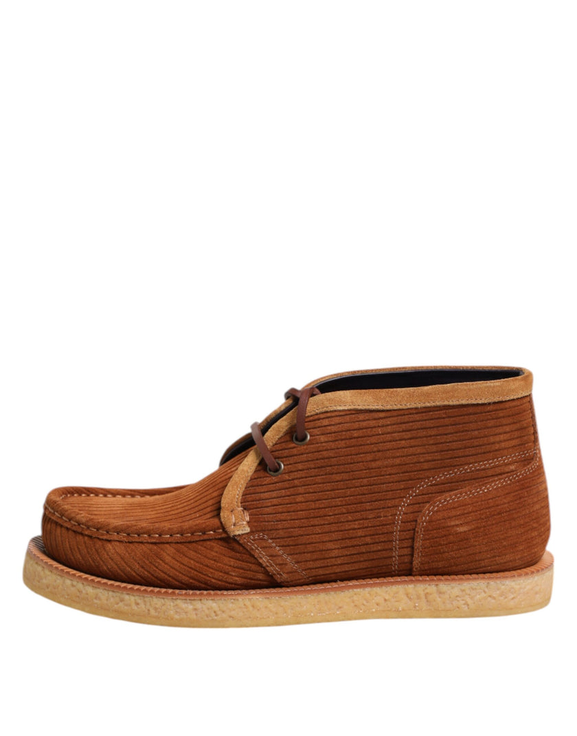 Dolce & Gabbana Braun Wildleder Nubukleder Desert Stiefeletten Schuhe