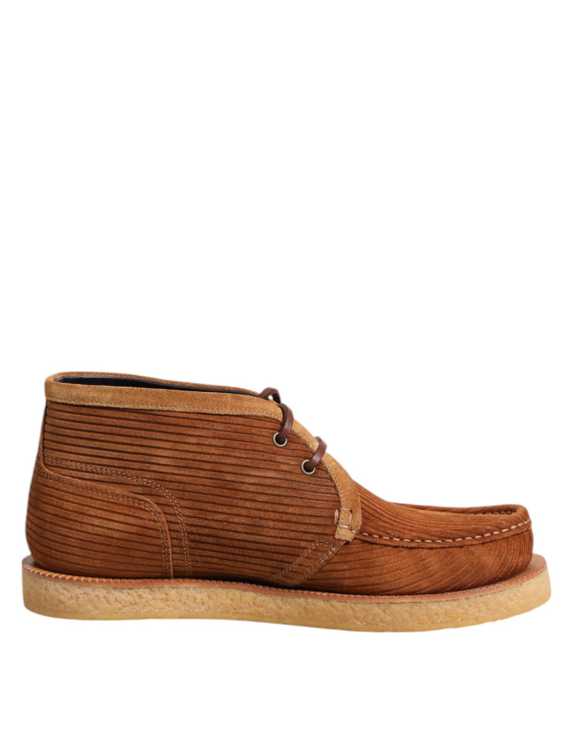 Dolce & Gabbana Braun Wildleder Nubukleder Desert Stiefeletten Schuhe