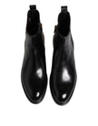 Dolce & Gabbana Schwarz Chelsea Leder Mid Calf Stiefel Schuhe