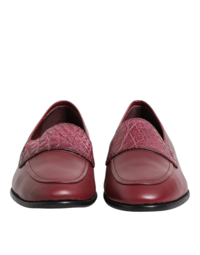 Dolce & Gabbana Burgunder Leder Formal Slip On Schuhe