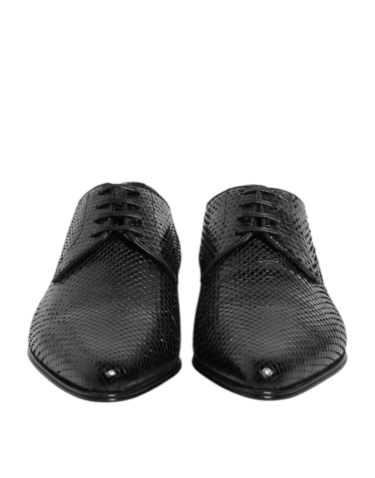 Dolce & Gabbana Black Exotic Leather Derby Lace-Up Shoes