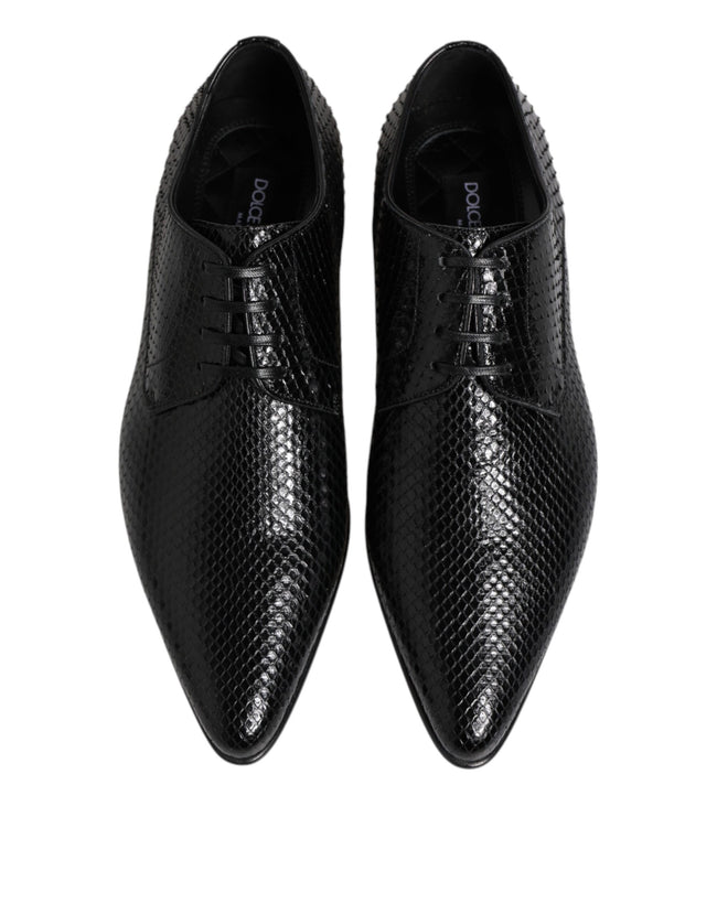 Dolce & Gabbana Schwarze Exotische Leder Schnürschuhe Derby