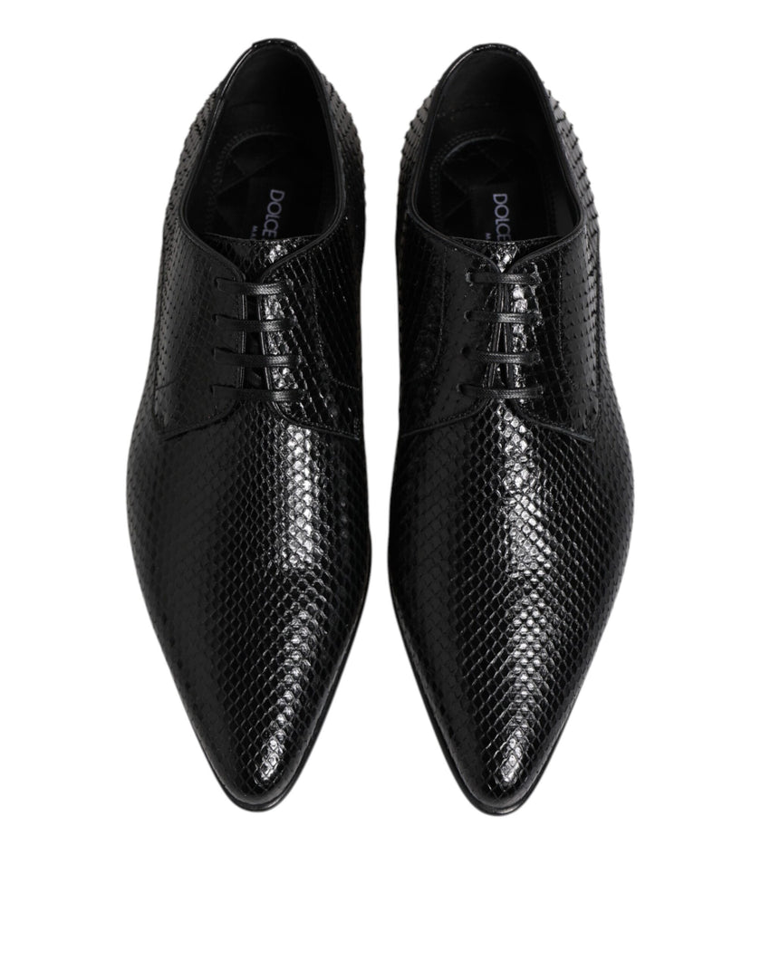 Dolce & Gabbana Schwarze Exotische Leder Schnürschuhe Derby