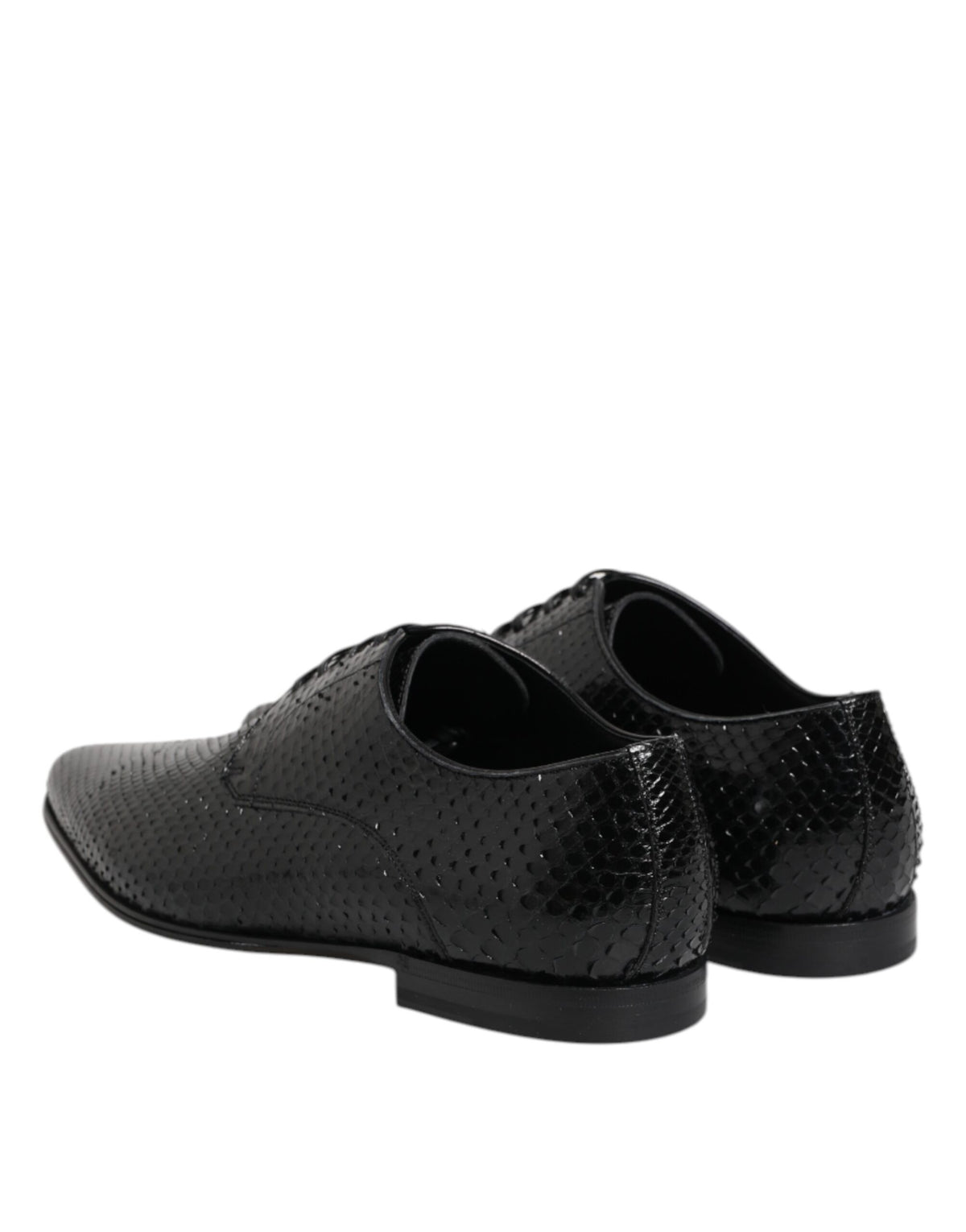 Dolce & Gabbana Black Exotic Leather Derby Lace-Up Shoes
