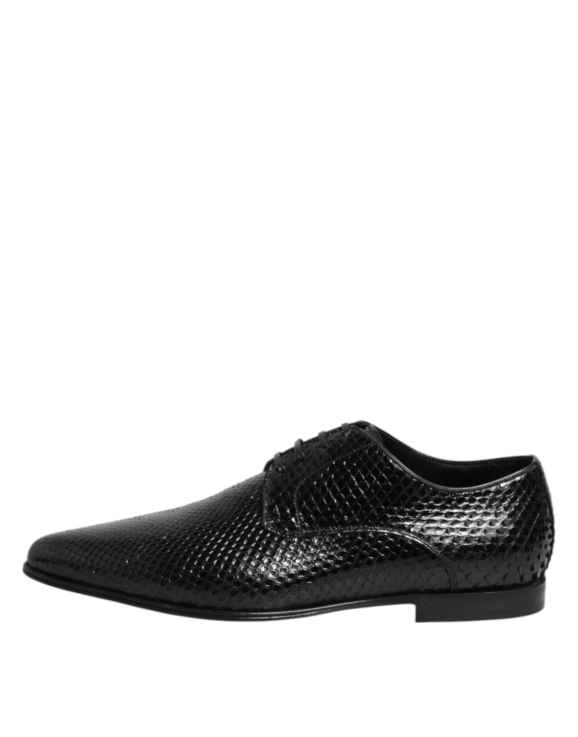 Dolce & Gabbana Schwarze Exotische Leder Schnürschuhe Derby