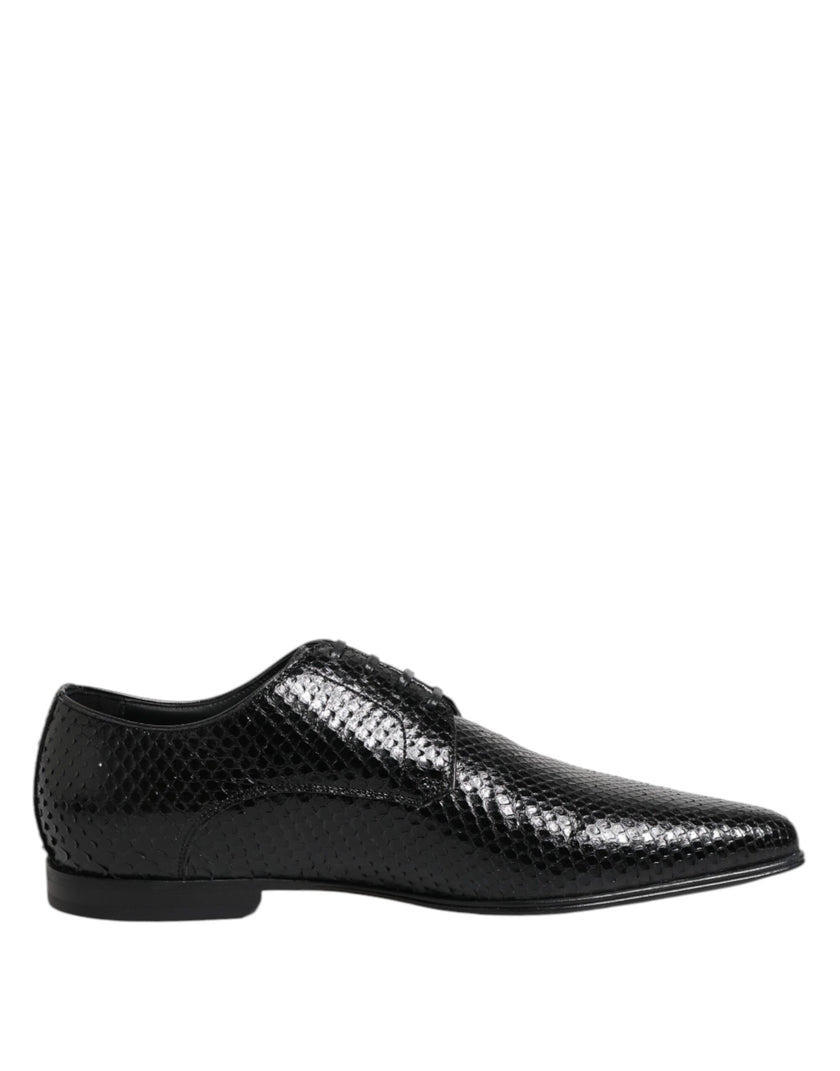 Dolce & Gabbana Schwarze Exotische Leder Schnürschuhe Derby