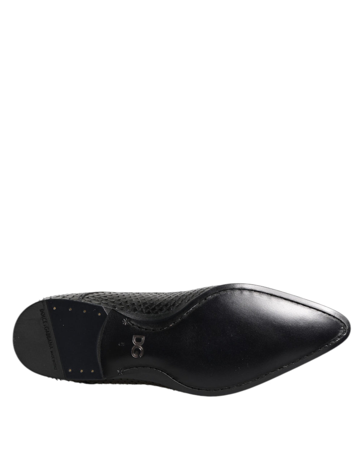Dolce & Gabbana Black Exotic Leather Derby Lace-Up Shoes