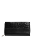 Dolce & Gabbana Schwarzes Leder Logo-Plakette Zip Around Continental Brieftasche