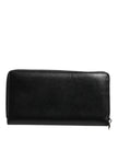 Dolce & Gabbana Schwarzes Leder Logo-Plakette Zip Around Continental Brieftasche