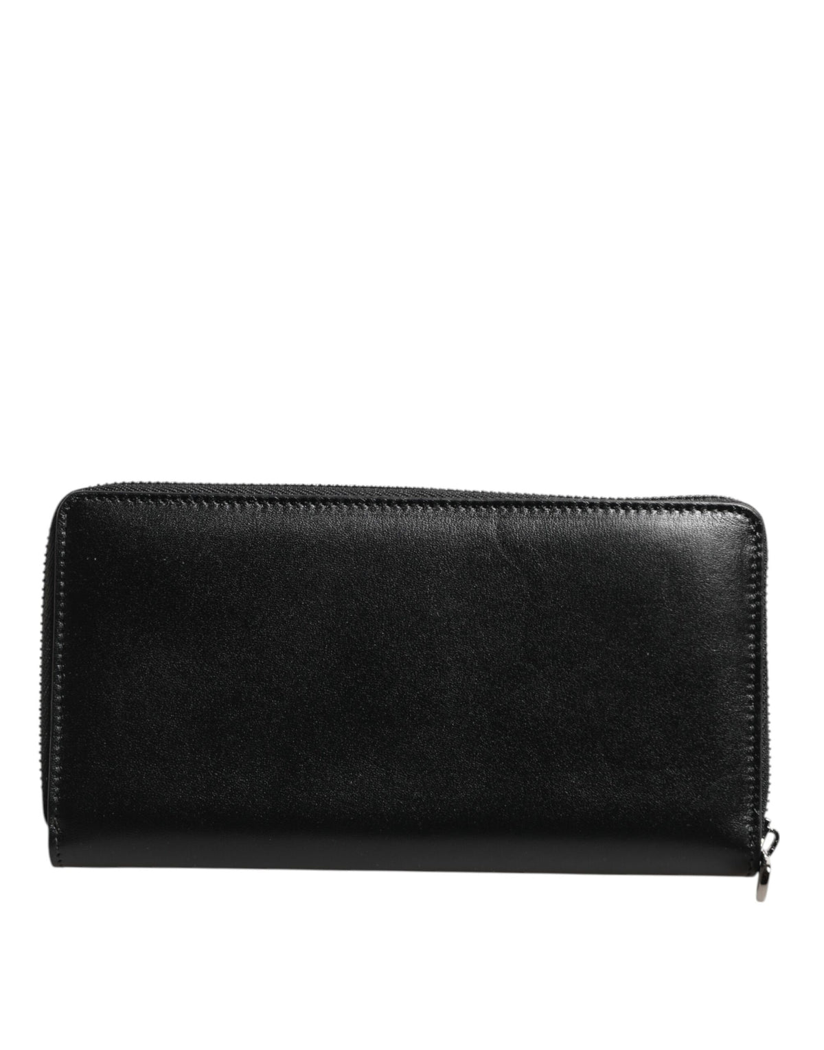 Dolce & Gabbana Schwarzes Leder Logo-Plakette Zip Around Continental Brieftasche