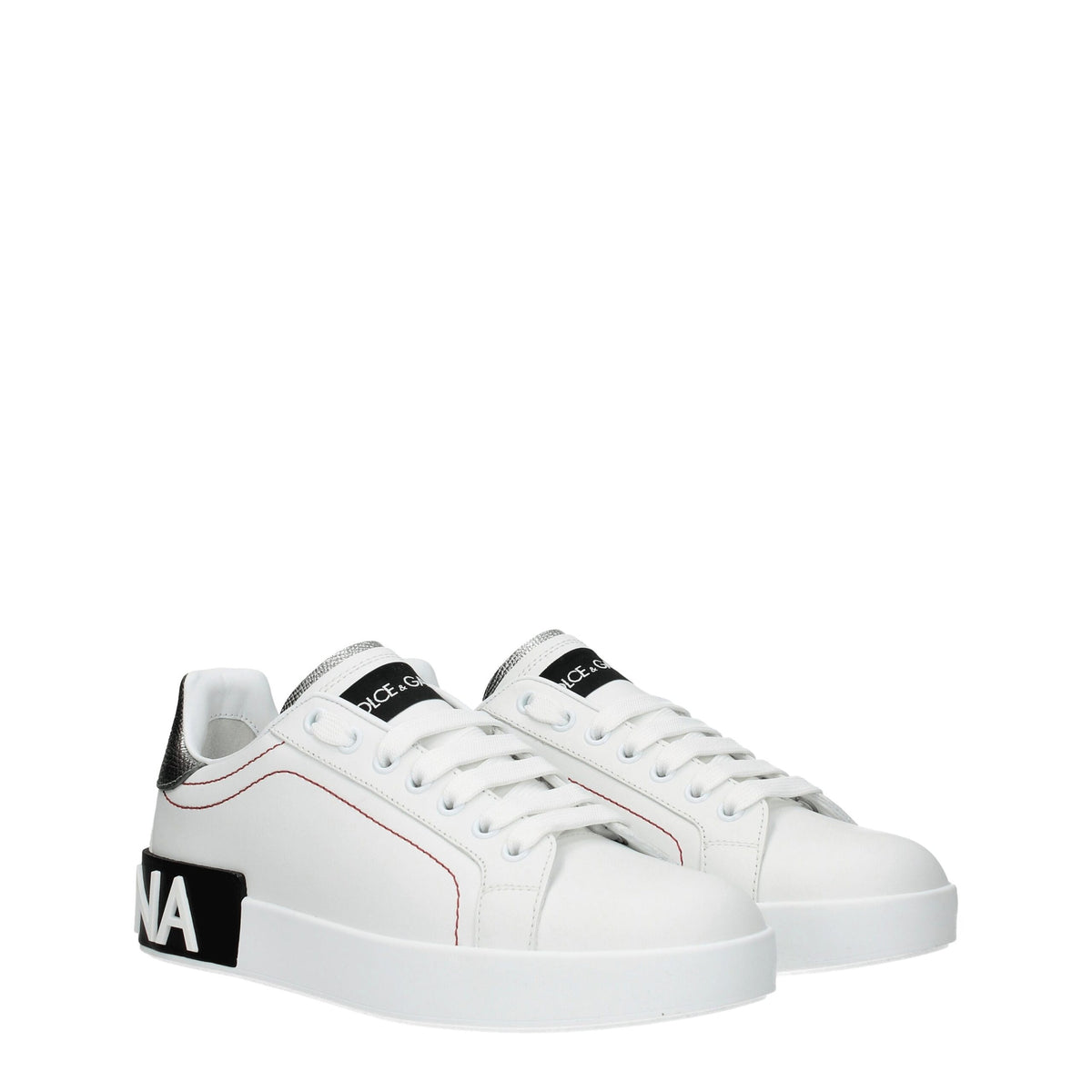 Dolce & Gabbana Weiße Low-Top-Sneaker aus Leder
