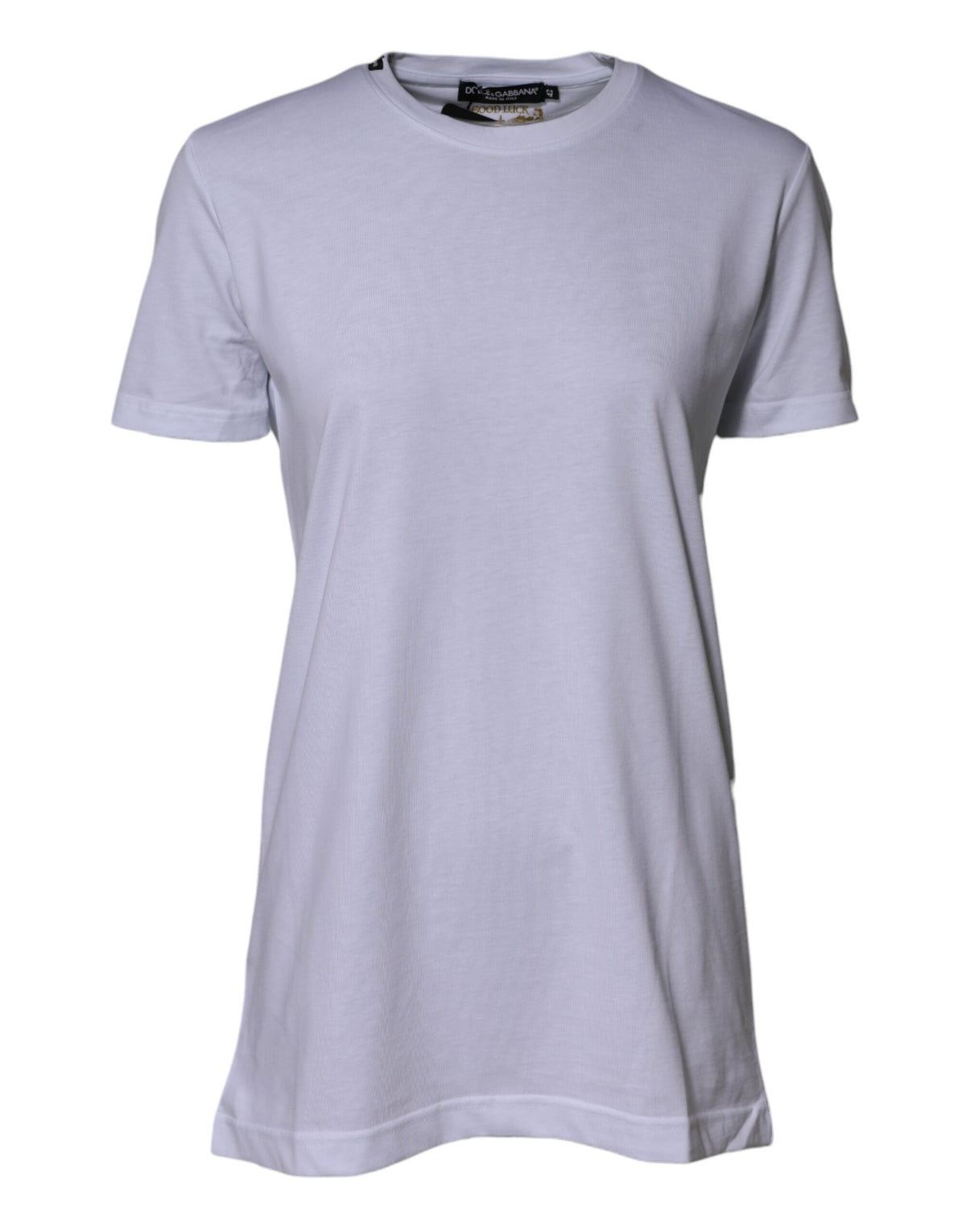 Dolce & Gabbana White Cotton Goodluck 2023 Crewneck T-Shirt